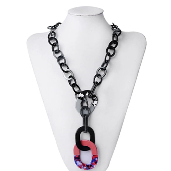 Acrylic Women's Necklace Bead Chain Geometric Baking Varnish Hip Hop Jewelry