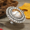 Adjustable Alloy Flower Round Ring With Full Diamond Inlay Creative Elegant Fashion Ring For Unisex
