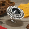 Adjustable Alloy Flower Round Ring With Full Diamond Inlay Creative Elegant Fashion Ring For Unisex