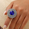 Adjustable Alloy Flower Round Ring With Full Diamond Inlay Creative Elegant Fashion Ring For Unisex