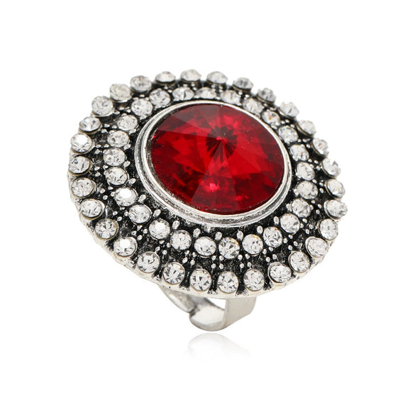 Adjustable Alloy Flower Round Ring With Full Diamond Inlay Creative Elegant Fashion Ring For Unisex