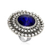 Adjustable Alloy Flower Round Ring With Full Diamond Inlay Creative Elegant Fashion Ring For Unisex