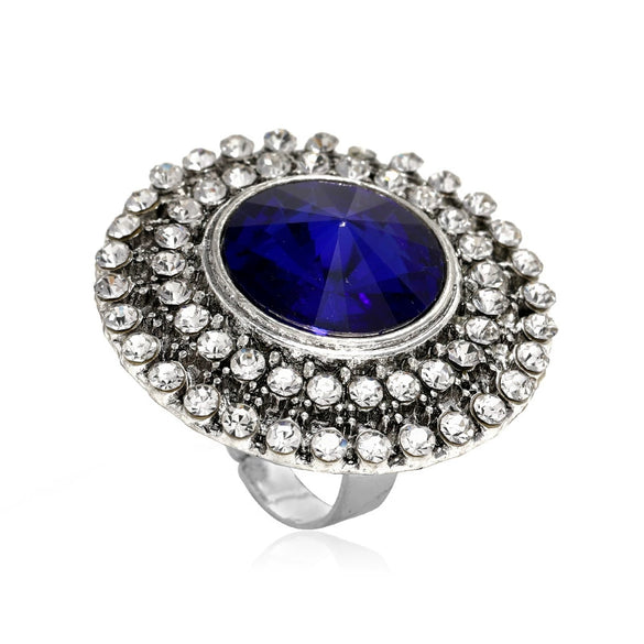 Adjustable Alloy Flower Round Ring With Full Diamond Inlay Creative Elegant Fashion Ring For Unisex