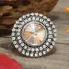 Adjustable Alloy Flower Round Ring With Full Diamond Inlay Creative Elegant Fashion Ring For Unisex