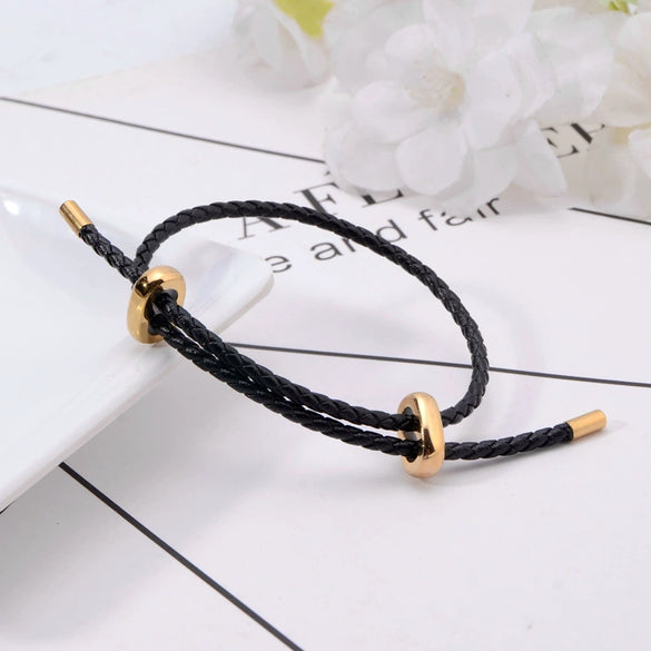 Adjustable 3D Hard Gold Transfer Red Rope Titanium Steel Bracelet For Men And Women With Geometric Design And Electroplating Treatment