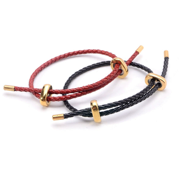 Adjustable 3D Hard Gold Transfer Red Rope Titanium Steel Bracelet For Men And Women With Geometric Design And Electroplating Treatment