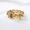 Adjustable Electroplated Copper Buckle Ring With Chain Detail Fashion Statement Ring Gift