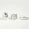 Adjustable Geometric Alloy Ring Set With Smooth Plain Bands And Polished Electroplated Finish For Women