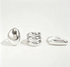 Adjustable Geometric Alloy Ring Set With Smooth Plain Bands And Polished Electroplated Finish For Women