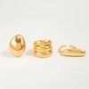 Adjustable Geometric Alloy Ring Set With Smooth Plain Bands And Polished Electroplated Finish For Women