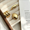 Adjustable Geometric Alloy Ring Set With Smooth Plain Bands And Polished Electroplated Finish For Women