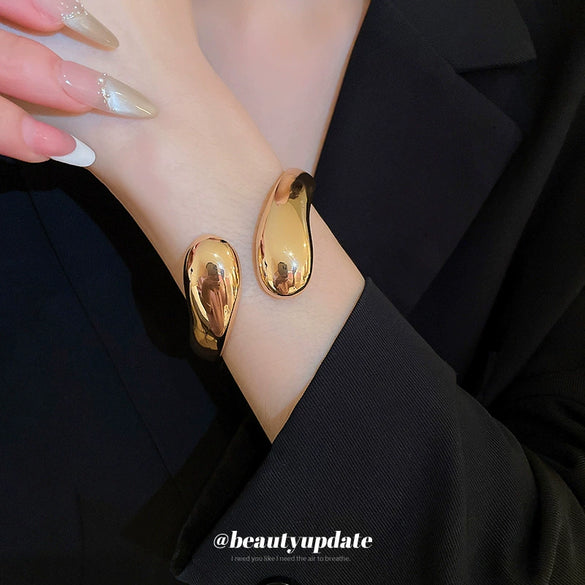 Adjustable Metal Opening Bracelet With Cold Style For Women Electroplated Simple High End Bracelet