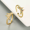 Adjustable Open Copper Butterfly Ring With Colorful Micro Inlaid Zircon Stones Cute Fashion Jewelry For Women And Unisex Wear