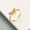 Adjustable Open Copper Butterfly Ring With Colorful Micro Inlaid Zircon Stones Cute Fashion Jewelry For Women And Unisex Wear