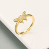 Adjustable Open Copper Butterfly Ring With Colorful Micro Inlaid Zircon Stones Cute Fashion Jewelry For Women And Unisex Wear