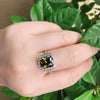 Adjustable Open Rectangular Zircon Crystal Ring With Platinum Plated Copper Geometric Inlaid Design For Unisex