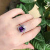 Adjustable Open Rectangular Zircon Crystal Ring With Platinum Plated Copper Geometric Inlaid Design For Unisex