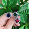 Adjustable Open Rectangular Zircon Crystal Ring With Platinum Plated Copper Geometric Inlaid Design For Unisex