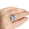 Adjustable Open Rectangular Zircon Crystal Ring With Platinum Plated Copper Geometric Inlaid Design For Unisex