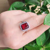 Adjustable Open Rectangular Zircon Crystal Ring With Platinum Plated Copper Geometric Inlaid Design For Unisex