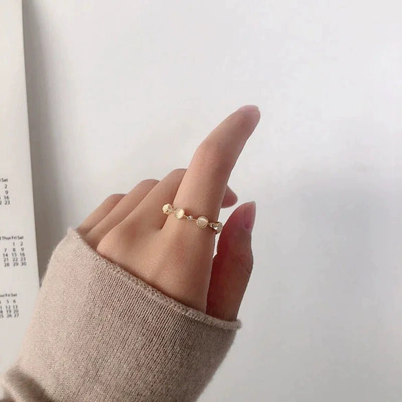 Adjustable Open Ring For Women Copper Heart Shaped Retro Style With Electroplating