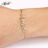Adjustable Pull Zircon Copper Butterfly Shape Bracelet With Real Gold Plating And Micro Inlay For Women