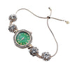 Adjustable Pullout Bracelet Quartz Watch For Women Alloy Material Flower Shape Dial Fashionable Style