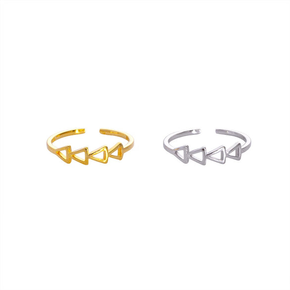 Adjustable Silver Triangle Ring With Simple Geometric Design And Electroplated Finish For Women And Unisex Niche Fashion Jewelry