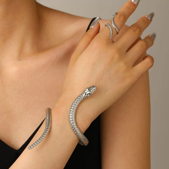 Adjustable Snake Design Alloy Bracelet With Electroplating For Men And Women