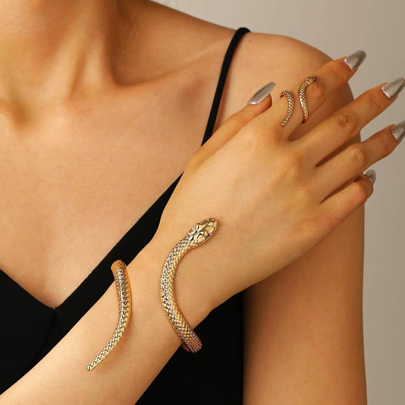 Adjustable Snake Design Alloy Bracelet With Electroplating For Men And Women