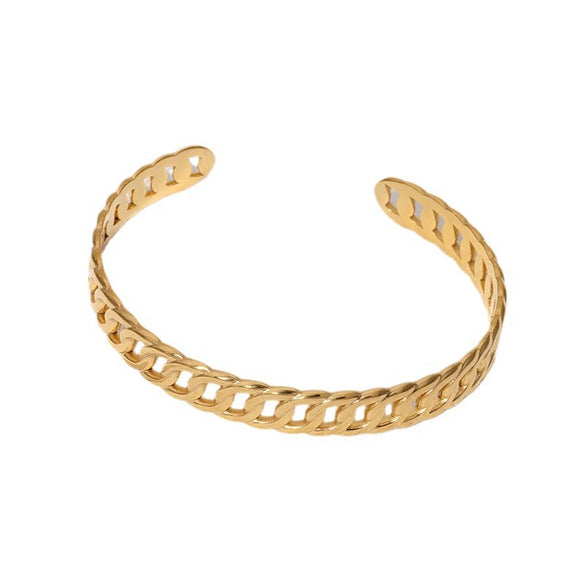 Adjustable Stainless Steel Chain Shaped Bracelet With 18K Gold Plated Electroplating Simple Style