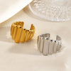 Adjustable Stainless Steel Ring For Women With Irregular Vertical Stripe Lines Geometric Minimalist Electroplated Design