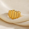 Adjustable Stainless Steel Ring For Women With Irregular Vertical Stripe Lines Geometric Minimalist Electroplated Design