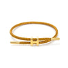 Adjustable Stainless Steel Wire Rope Bracelet With 3D Hard Gold Electroplated Letters Numbers Text Pattern Waterproof Titanium Steel