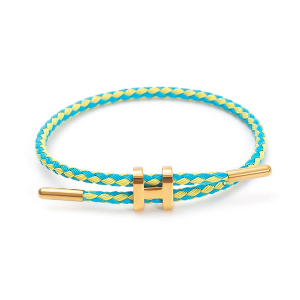 Adjustable Stainless Steel Wire Rope Bracelet With 3D Hard Gold Electroplated Letters Numbers Text Pattern Waterproof Titanium Steel