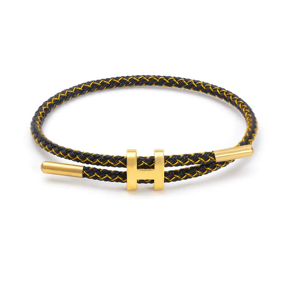 Adjustable Stainless Steel Wire Rope Bracelet With 3D Hard Gold Electroplated Letters Numbers Text Pattern Waterproof Titanium Steel