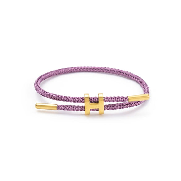 Adjustable Stainless Steel Wire Rope Bracelet With 3D Hard Gold Electroplated Letters Numbers Text Pattern Waterproof Titanium Steel