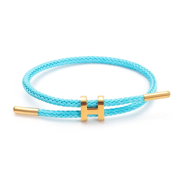 Adjustable Stainless Steel Wire Rope Bracelet With 3D Hard Gold Electroplated Letters Numbers Text Pattern Waterproof Titanium Steel