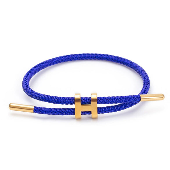 Adjustable Stainless Steel Wire Rope Bracelet With 3D Hard Gold Electroplated Letters Numbers Text Pattern Waterproof Titanium Steel