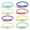 Adjustable Stainless Steel Wire Rope Bracelet With 3D Hard Gold Electroplated Letters Numbers Text Pattern Waterproof Titanium Steel
