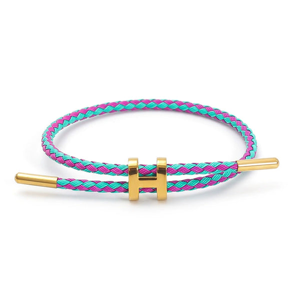 Adjustable Stainless Steel Wire Rope Bracelet With 3D Hard Gold Electroplated Letters Numbers Text Pattern Waterproof Titanium Steel