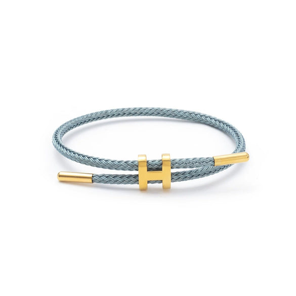 Adjustable Stainless Steel Wire Rope Bracelet With 3D Hard Gold Electroplated Letters Numbers Text Pattern Waterproof Titanium Steel