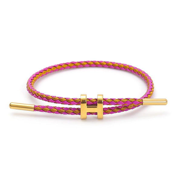 Adjustable Stainless Steel Wire Rope Bracelet With 3D Hard Gold Electroplated Letters Numbers Text Pattern Waterproof Titanium Steel