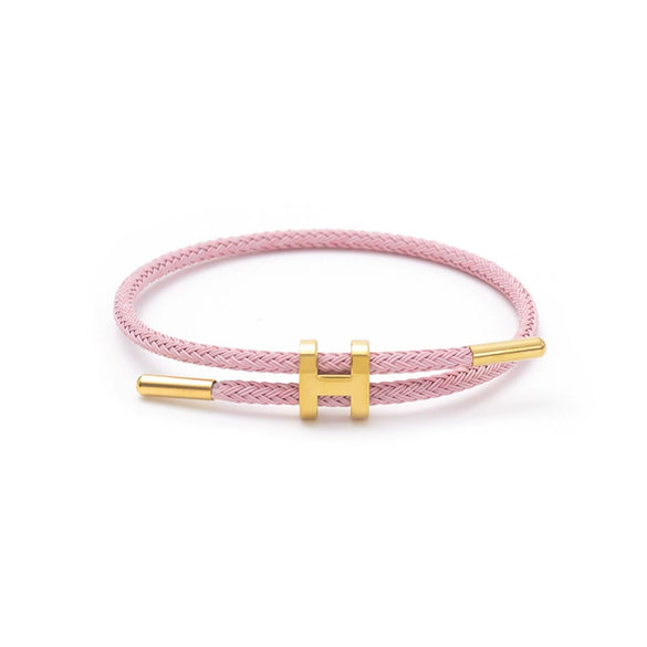 Adjustable Stainless Steel Wire Rope Bracelet With 3D Hard Gold Electroplated Letters Numbers Text Pattern Waterproof Titanium Steel