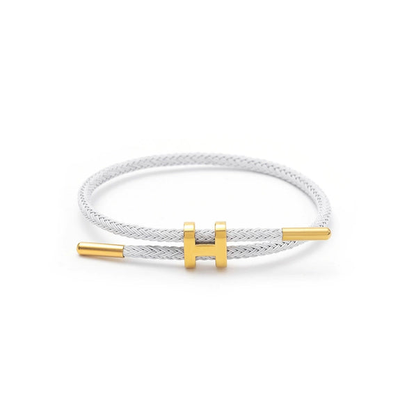 Adjustable Stainless Steel Wire Rope Bracelet With 3D Hard Gold Electroplated Letters Numbers Text Pattern Waterproof Titanium Steel