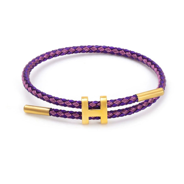 Adjustable Stainless Steel Wire Rope Bracelet With 3D Hard Gold Electroplated Letters Numbers Text Pattern Waterproof Titanium Steel