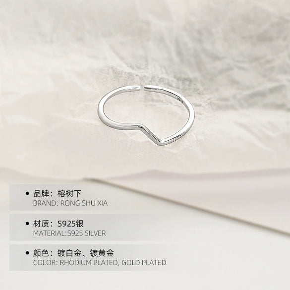 Adjustable Sterling Silver Lightning Ring Retro Minimalist Electroplated Open Band Jewelry For Women And Unisex Wear