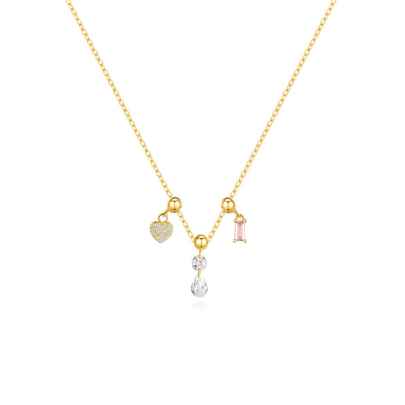 Adjustable Trendy Square Crystal Zircon Love Pendant Necklace With Removable Pendant For Women Silver 925 Silver Animal Zodiac Pattern Electroplating O Chain Jewelry