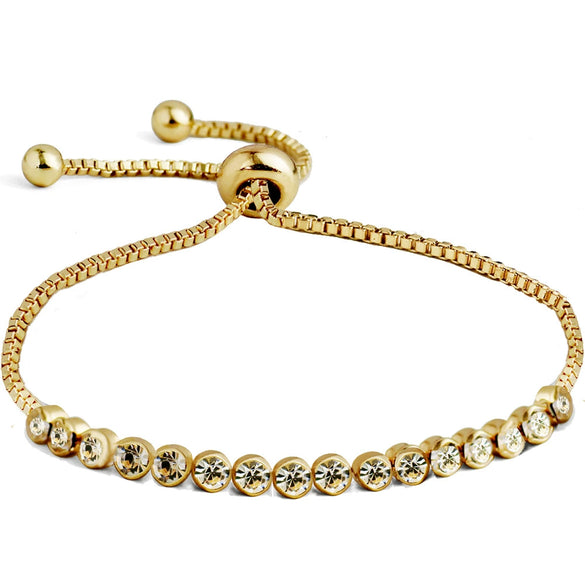 Adjustable Women's Copper Bracelet With Geometric Pattern And Round Zircon Pull