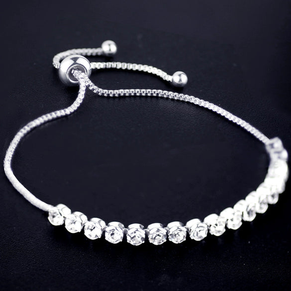 Adjustable Women's Copper Bracelet With Geometric Pattern And Round Zircon Pull